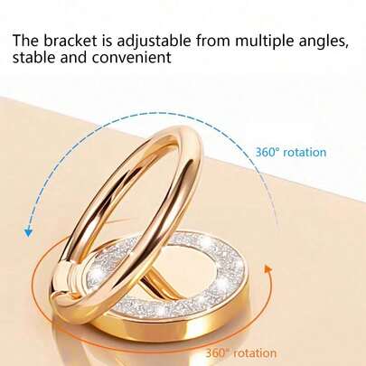 1 pieza Soporte de anillo de teléfono circular plegable de aleación de zinc, soporte magnético giratorio 360° compatible con iPhone, teléfonos Android, regalo para cumpleaños, familia, amigos, accesorios de teléfono