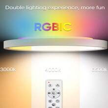 24W Luz de techo regulable RGB - Adecuada para iluminación de ambiente en el hogar, oficina, comedor, bar, Navidad y fiestas