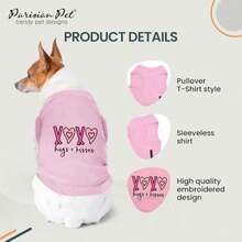 Parisian Pet Dog Summer Clothes | '' Funny Dog Tshirt with Embroidery Pattern, Size(XOXO XS) - Multicolor - Ver 4