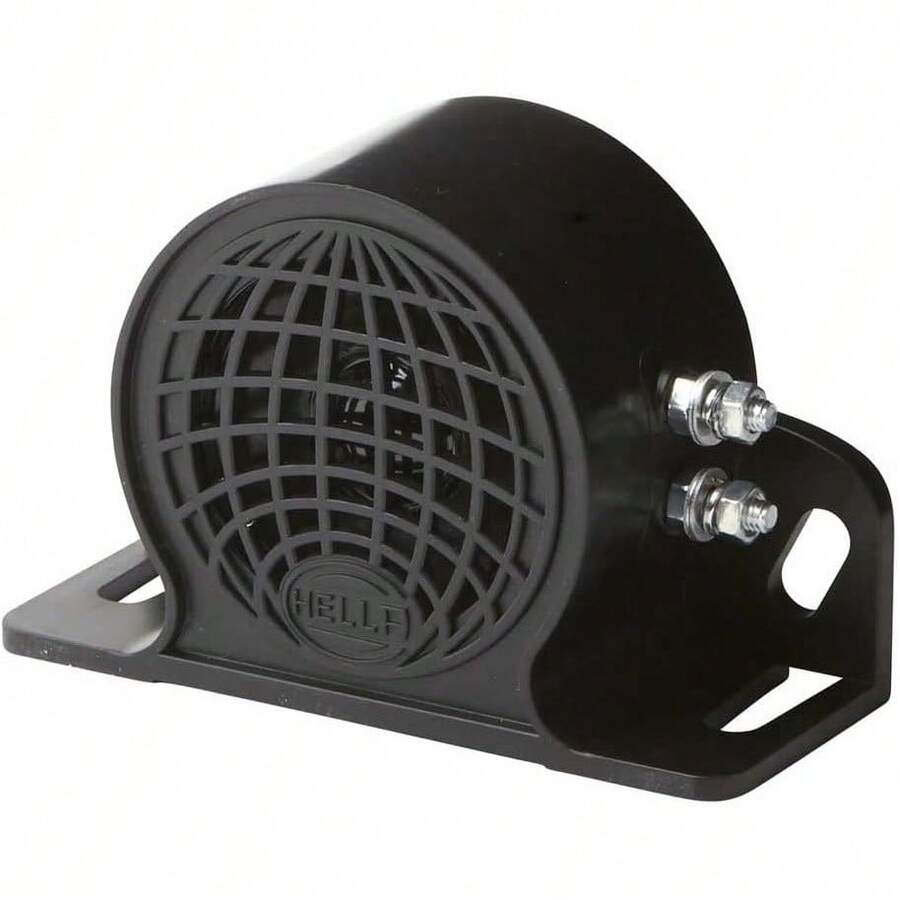 Hella Alarma de Respaldo Negra 009148141.Voltaje de 9V.Frecuencia de Sonido Potente, Incluye Soporte montado, en Caja con Instructivo gráfico. - 90 dB (A) - Ver 1