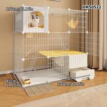 Casa para gatos con caja de arena tipo cajón, villa para gatos de uso doméstico con inodoro, jaula para mascotas pequeñas, fácil instalación y desmontable - tipo de ensamblaje - Ver 1