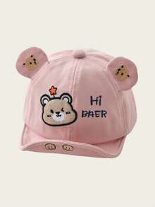1pc Baby Hat, Cartoon Bear Design, Thin Brim Baseball Cap, Suitable For Outdoor, Fits 3-12 Months, Spring/Autumn - HIBAER Bear - View 9