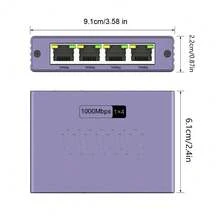 1-To-4 Gigabit Ethernet Switch, 1000Mbps RJ45 Splitter, USB-C Powered, Compact Purple Design, Ideal For Home Office, Gaming, Streaming, And More - Mauve Purple - View 2
