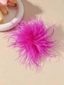 One Piece Set/Creative Handmade Unique Bohemian Style Feather Flower Brooch, Exaggerated Design Feather Flower Brooch, Elegant Niche Style, Suitable For Women's Daily Wear, Banquets, Parties, Any Occasion, Also An Ideal Gift For Her, Summer Headwear - 玫紅色 - 查看 2