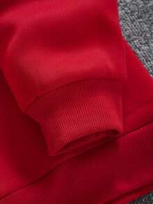 Sudadera con Estampado de Pareja con Bolsillo Canguro y Cordón - [Rojo] - Ver 3