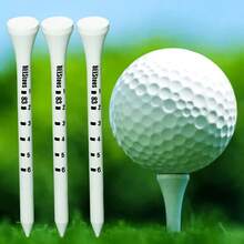 50 Pieces Bamboo Golf Tees 83mm White & Black Adjustable Depth Side Spin Reduction Friction Degree Scale Tees