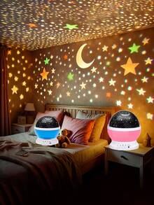 1pc Moon & Starry Sky Night Light, Dual Power Supply, 360° Rotating Moon & Starry Sky Projection Lamp, Bedroom Party Decor Birthday Gift, Room Decor, Bedroom Decor, Lamp, Disco Ball, Lampshade, Night Light, Lighting - Stars and Moon Projection - View 4