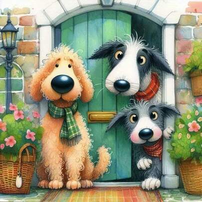 1pc [11.8*11.8in/15.7*15.7in] 5D Acrylic Diamond Painting Kit, Cartoon Puppy Pattern, Suitable For Adult Beginners DIY Mosaic Diamond Art, Full Drill Handmade DIY Diamond Painting For Living Room, Bedroom, Office Wall Decor, Surprise Art Home Decor Gift For Family And Friends