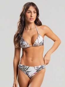 Printed String Bikini With UV 50+ Protection Fabric By Vicbela - 白色 - 查看 2