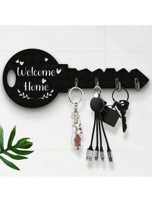 Bohemian Style Vintage Key Holder With Shelf And Hooks, Wall Mounted Storage Rack. Easy To Install, Space Saving, Ideal For Storing Keys, Coats And Other Items, Suitable For Hallway, Kitchen, Office, Bedroom, Bathroom, Living Room And Study