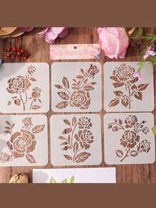 6pcs/Set Simple White PET Flower Outline Drawing Template DIY Flower Hollow Drawing Template Color Drawing Portable Drawing Template Tool - 18*13.8cm - View 13