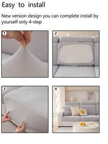 1件装弹力沙发坐垫套，雪尼尔纯色通用防滑沙发保护套，全覆盖沙发毯，防尘防污，可机洗，不褪色，宠物友好，可调节尺寸，适用于L型沙发，适合卧室、办公室、客厅等场所。 - 淺灰色 - 查看 10