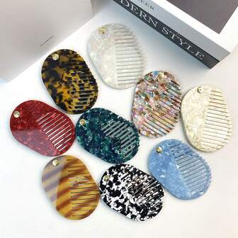 多功能镜梳，双面豹纹镜梳，防静电梳，韩式百搭美发工具套装，美发造型套装