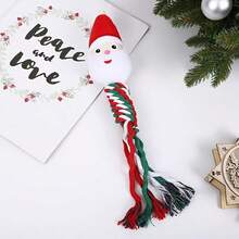 1 件装圣诞节狗狗绳索玩具宠物幼犬咀嚼互动玩具坚韧的圣诞彩色咀嚼训练玩具，适合小型、中型和大型宠物磨牙清洁礼物（趣味款式） - 彩色 - 查看 10