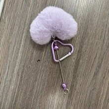 1pc DIY Beaded Accessory, Heart-Shaped Carabiner, Backpack Plush Pendant, Bag Charm, Carabiner, Heart Lock Clip, Pom Pom Carabiner, Birthday Gift, Christmas Gift, Christmas Stocking Stuffer - Multicolor - View 16