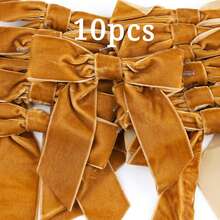 10pcs 5-Inch Burgundy Velvet Ribbon Bows, Pre-Made Burgundy Bows, Suitable For Gift Wrapping, Wreaths, Crafts, Indoor/Outdoor Home Decor, Wedding Decoration Gift Box Decor, Valentine's Day