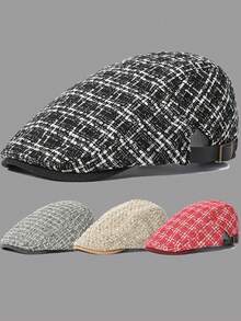 Retro Forward Hat Newsboy Cap Unisex Berets Men's Plaid Beret - Classic - View 9