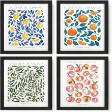 JXREQ Italian Lemon Peach Fruit Wall Art Decor For Home Kitchen Living Room Dining Room Bathroom, Peach Bathroom Decor For Wall, 8x10 Inch Unframed - ColorB - 查看 1