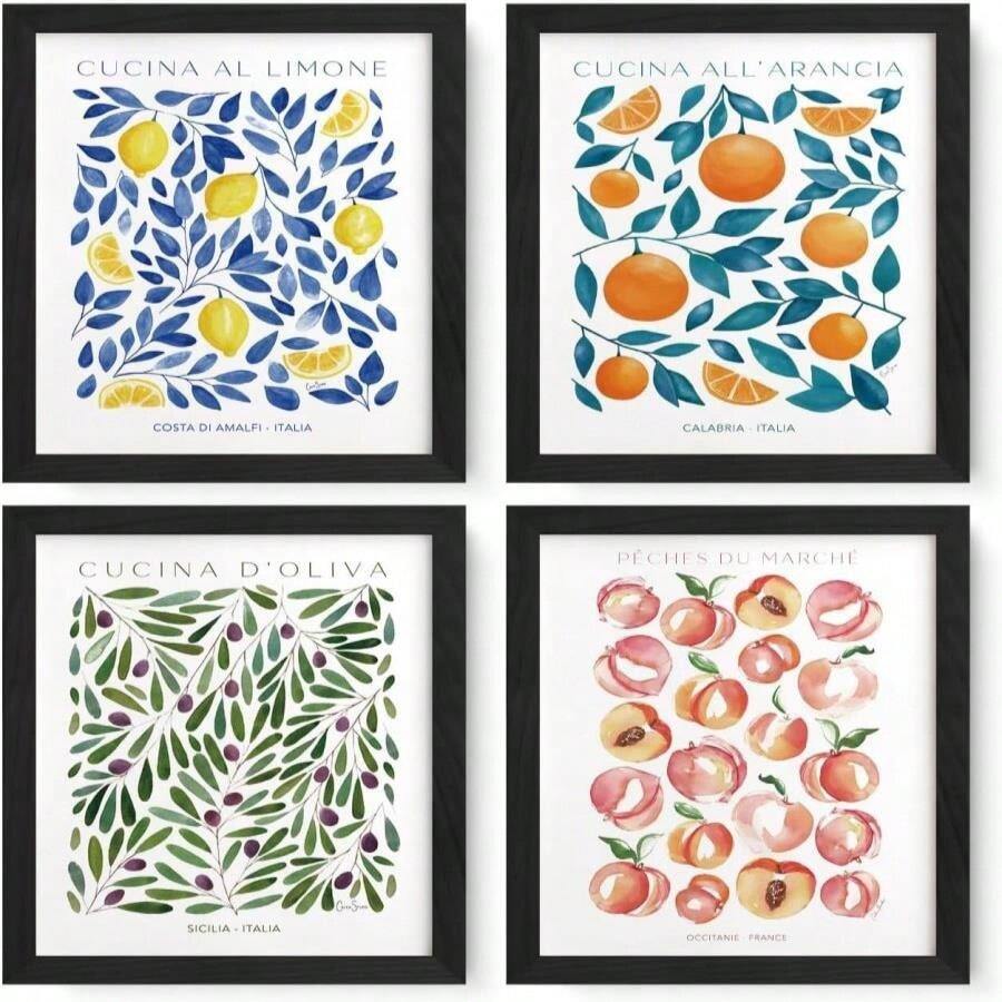 JXREQ Italian Lemon Peach Fruit Wall Art Decor For Home Kitchen Living Room Dining Room Bathroom, Peach Bathroom Decor For Wall, 8x10 Inch Unframed - ColorB - 查看 1