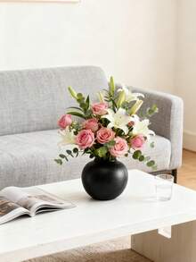 1pc Plastic Imitation Ceramic Vase - Home Office Decor Art Design, Unique Gift For Holiday Birthday Party, Dry Flower & Artificial Flower Decoration Vase, Jingdezhen Ceramic Craft, Suitable For Friends And Family, Vase, Center Piece Vase, Wedding Vase, Floral Arrangement, Minimalist Style, Classic Pattern, High-Quality Ceramic, Interior Decor Centerpiece - Multicolor - View 9