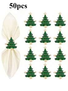 2-50pcs Elegant Christmas Tree Napkin Rings, Green Christmas Tree Napkin Rings, Suitable For Birthday, Farmhouse, Wedding, Halloween, Thanksgiving, Easter And Other Occasions - Perfect For Self-Service Table Decoration - Multicolor - View 29