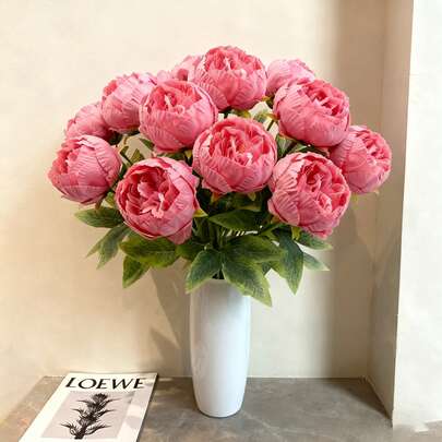 5pcs/10pcs Rose Red 19.6-Inch Valentine's Day Gift Flowers Artificial , High-End Artificial Peony For Home Decor, Room Decor, Table Decoration, Wedding Decoration, Bridal Bouquet, Wrist Corsage, Bouquet Material. Suitable For Home, Dining Room, Bedroom, Vase Decoration Bouquets, DIY Birthday Party Cake Material, Valentine's Day And New Year Gift Material, Photography Props, Vase Decoration, New Year Decoration, Outdoor Garden Decoration.