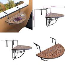 Stylish Outdoor and Indoor Steel Table Metal Table Coffee Table Patio for Patio Garden Balcony Back Yard Hanging Balcony Table Terracotta Mosaic BrownOutdoor Dining Tables - Marrón - Ver 1