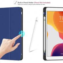 Case For IPad 9th Generation 2021/8th Gen 2020/7th Gen 2019 With Pencil Holder - Premium Shockproof Case With Soft TPU Back Cover & Auto Sleep/Wake For IPad 10.2 Inch, B-Book Navy,B-BookNavy - B-bookNavy - View 5
