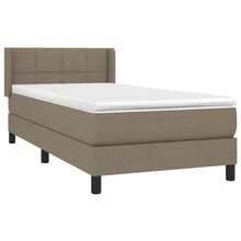 vidaXL Boxspringbett mit Matratze, Taupe, 100x200 cm, Stoff - Grigio - Visualizzare 3