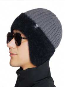 Męska zimowa czapka z dzianiny chroniąca uszy, ciepła, termiczna, wiatroszczelna, do jazdy na rowerze na świeżym powietrzu, z podszewką i nausznikami