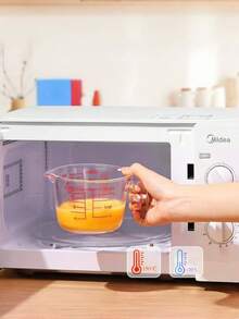 1 pieza Taza de medir transparente, Opciones de capacidad: 350ml, 500ml, 1000ml, Adecuado para café, repostería, uso comercial y doméstico, Escala marcada, Gran capacidad, Resistente al calor, Se puede usar como taza para harina, té con leche, etc.