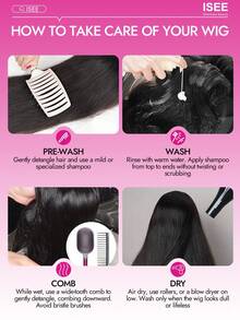 ISEE 免胶水升级版6*4透明蕾丝闭合假发，自然波浪卷发，未经加工的真人发，180%密度，22-28英寸渐变灰金色带棕色发根，高密度高品质假发，适合日常佩戴，适合初学者，假日必备，度假礼物。 - S3/14 - 查看 8