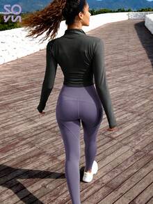 Soyun 女士秋冬三件套瑜伽服网眼侧袋修身高弹力运动休闲日常健身房 - 彩色 - 查看 9