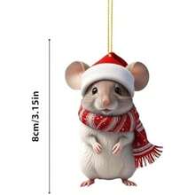 3pcs Navidad SentíA Ratones Ornamentos Conjunto Navidad RatóN Colgando DecoracióN, Sintió ArtesaníAs Animales Linda DecoracióN Corona áRbol Navidad(F-820) - Multicolor - Ver 4