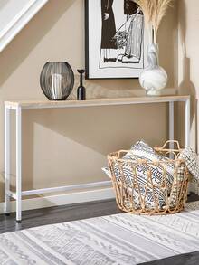 SoBuy Narrow Console Table For Hallway – Console Tables For The Living Room, Metal Sideboard, Robust Design – Ideal For Hallway Furniture, Office – Natural & Black, 120x65x20cm, FSB19-Z - White - View 2