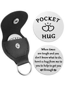 1 Pocket Hug Token Inspirational Reminder Gift Soul High Quotes, Inspirational Decision Coins Fashion Carving Pocket Hug Keychain Set, Inspirational Gifts For Family, Friends, And Colleagues