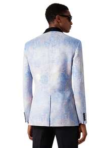Mens Suits 3 Piece Graffiti Suit Single Breasted One Button Jackets Formal Dress Party Prom Tuxedo Suits Blazer Set - Màu Hồng baby - Xem 2