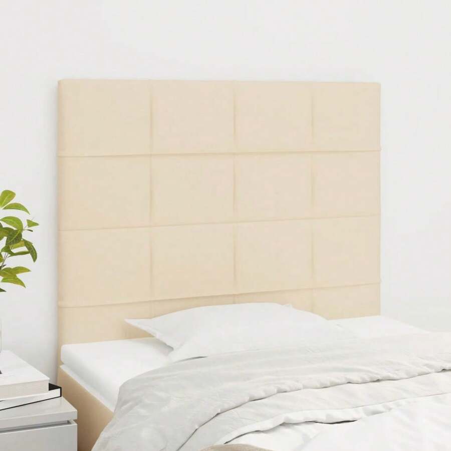 vidaXL Kopfteil Creme 100x5x118/128 Cm Stoff - White - View 1