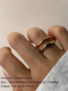 Z.W BIJUX - Pair Of Titanium Steel Rings, Fashionable Jewelry For Women. With Box. - 金色帶盒 - 查看 7
