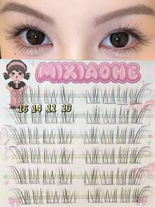 MIXIAOHE Ciglia finte trasparenti e leggere, 48 ciuffetti, fai da te, senza colla, riccio naturale, aspetto realistico, uso quotidiano, segmentate, autoadesive, ciglia finte, adatte per principianti, lunghezza 10mm-14mm