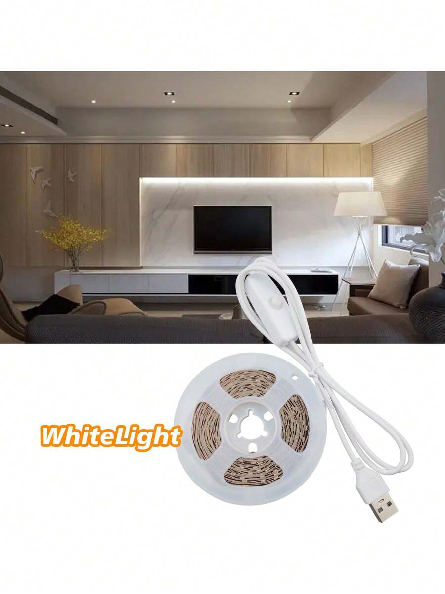 39.37-787.4 Inch White LED Strip Light, USB Powered + 501 Button, Home Decor, Holiday, Birthday, Party Decoration Light