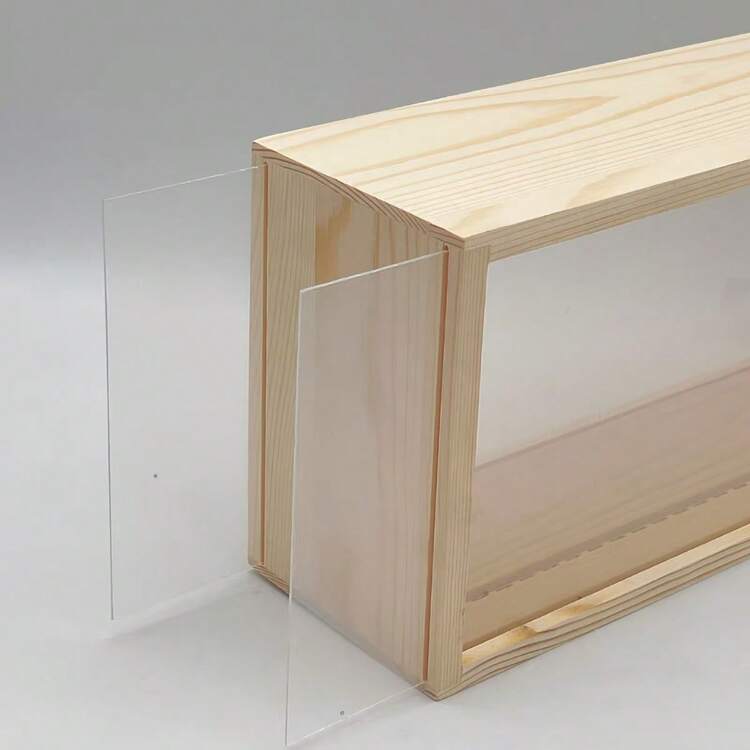 Caixa de Exibição de Madeira Oca 3D com Superfície Acrílica Dupla Face, Feita de Madeira de Pinho, Suporte de Exibição à Prova de Poeira para Flores Secas, Artes DIY, Colecionáveis, Decoração Residencial e de Escritório, Arranjos Fotográficos e Florais, Estética Moderna, Estrutura Durável - registro - Visão 1