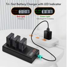 LP-E12 Battery Charger 3-Slot Charger with LED Indicators Micro USB & Type C Port + 3pcs LP-E12 Batteries 7.2V 1250mAh Compatible with Canon EOS M50/M50 Mark II/M/M2/M10/M100/M200/Rebel SL1/PowerShot SX70/HS Digital Cameras - Negro - Ver 5
