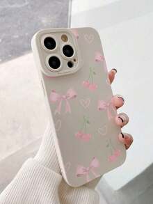 Funda de Teléfono Transparente Antideslizante y Resistente a Impactos con Lazo de Cereza Rosa, Adecuada para iPhone 16 Pro Max, 11/12/13/14 Plus/16E, Cubierta Protectora Suave, Compatible con iPhone 17/17 Pro/17 Pro Max/17 Air - Estilo 1 (1 pieza) - Ver 6