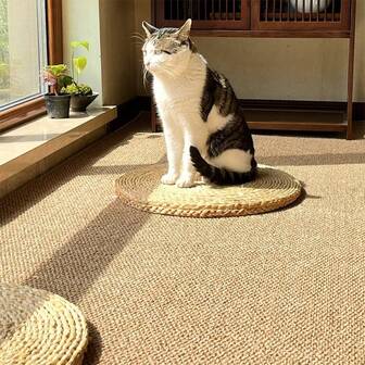 猫抓垫宠物床垫冬季保暖宠物垫黄麻风格麻地毯客厅卧室猫抓板工作室亚麻棉麻面料茶室榻榻米垫四季通用