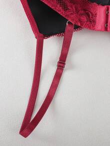 3 Sets/6pcs Floral Lace Wireless Bra And Panty Set, Delicate Bow Lace Pattern Contrast Color Adjustable Strap Supportive Bra And Thong Set - Multicolor - View 8