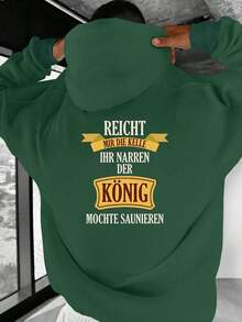 Men's Hoodie With German Sauna Quotes - Size, Green, With Printed German Text And German Phrases, Loose Fit Suitable For Casual Wear And Sauna Parties, German Cultural Clothing (JPH-9), Size - 黑色 - 查看 7