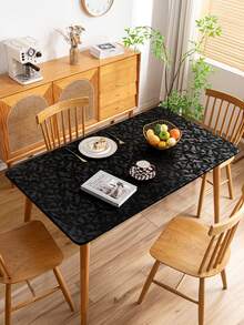 1 khăn trải bàn hình chữ nhật co giãn, chống thấm nước và dầu, chất liệu da PU giả màu đen co giãn, khăn trải bàn bền và dễ vệ sinh, thích hợp cho bàn ăn, tiệc tùng và vườn ngoài trời - màu đen - Xem 4