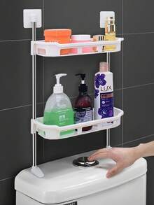 Estante de almacenamiento de baño de pared hueco negro simple, hierro moderno para el hogar (51cm Alto) - Blanco - Ver 9