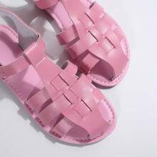 New Woven Retro Pig Cage Sandals For Women, Flat, Fashion, Versatile, Summer - Watermelon Pink - View 8